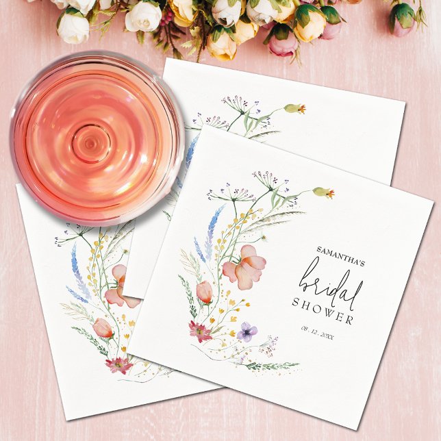Guardanapo De Papel Chuva de Noiva de Flores Silvestres (Wildflowers Bridal Shower Napkins)