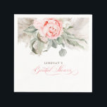 Guardanapo De Papel Chuva de Noiva de Grama das Pampas e Flores Rosas<br><div class="desc">Guardanapos de papel de chuva de noiva boêmio de grama das pampas e flores rosas</div>