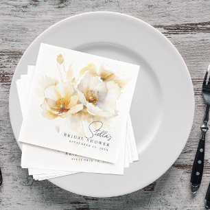Guardanapo De Papel Chuva de Noiva Flor Amarelo Branco Ouro Elegante