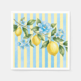 Guardanapo De Papel Chuva de Noiva Floral Azul Limão Main Squeeze