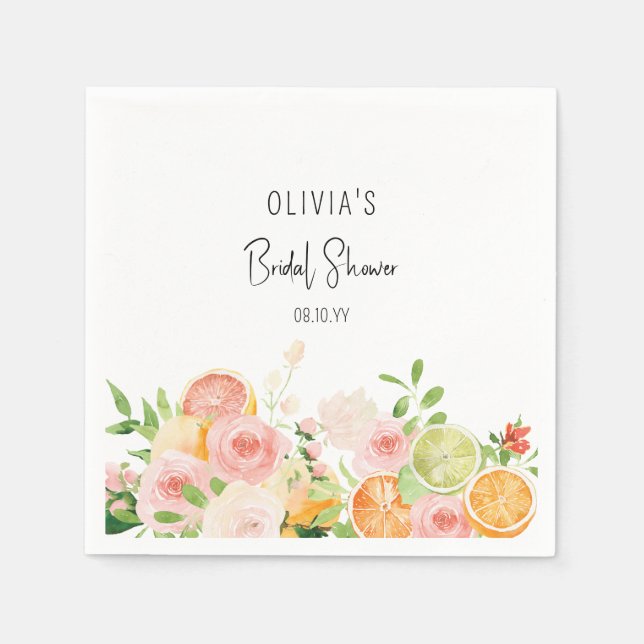 Guardanapo De Papel Chuva de Noiva Floral Cítrica (Frente)