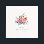 Guardanapo De Papel Chuva de Noiva Floral em Aquarela Minimalista Pers<br><div class="desc">Guardanapos Personalizados para Chuva de Noiva Floral em Aquarela Minimalista</div>