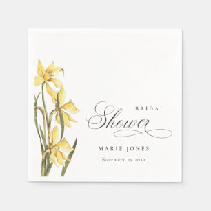 Guardanapo De Papel Chuva de Noiva Floral em Aquarela Narciso Amarelo