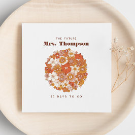 Guardanapo De Papel Chuva de Noiva Groovy Hippie Floral Rosa Laranja