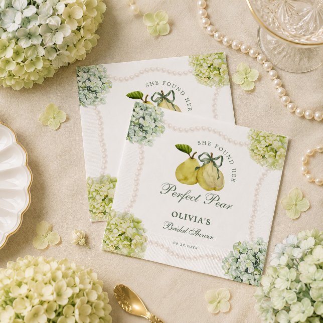 Guardanapo De Papel Chuva de Noiva Hydrangea Verde Par de Peras Perfei (Criador carregado)