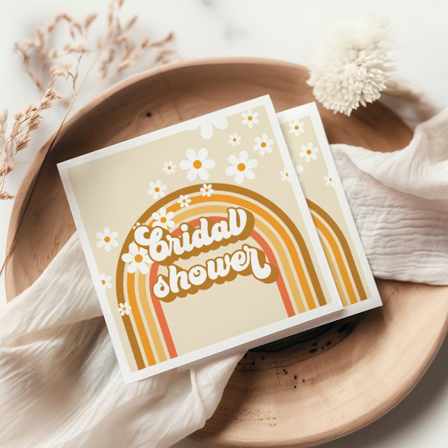 Guardanapo De Papel Chuva de noiva Retro Arco-íris Daisy Groovy (Criador carregado)