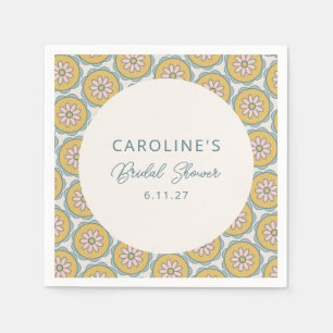 Guardanapo De Papel Chuva de Noiva Retro Boho Floral Amarela Personali