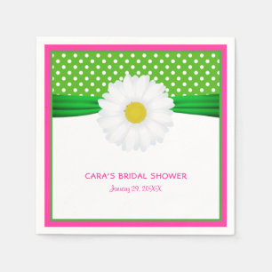 Guardanapo De Papel Chuva de Noiva Rosa Quente Margarida & Pontos Verd