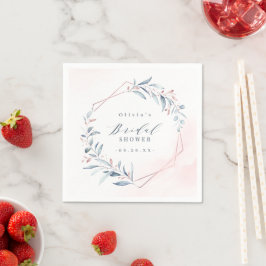 Guardanapo De Papel Chuva de Noiva Rose Gold Azul Poético Folhagem