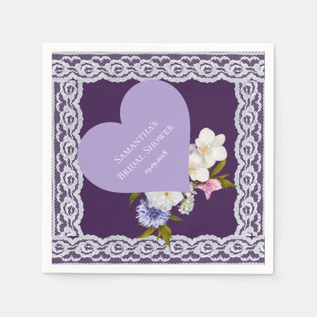Guardanapo De Papel Chuva de Noiva Royale Plum e Renda (Frente)