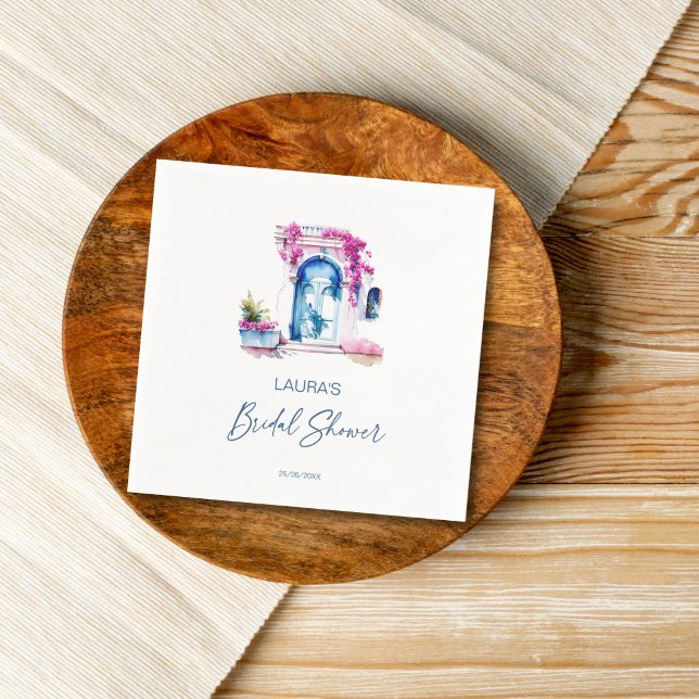 Guardanapo De Papel Chuva de noiva temática mediterrânea de buganvília (Bougainvillea Mediterranean themed bridal shower Napkins personalized tableware template napkins)