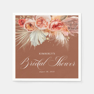 Guardanapo De Papel Chuva de Noiva Terracota Ferrugem Floral Grama de