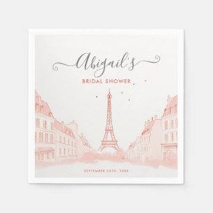 Guardanapo De Papel Chuva de Noiva Torre Eiffel Foto Rosa Pêssego Chic