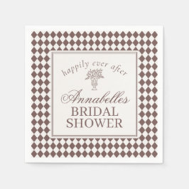 Guardanapo De Papel Chuva de Noiva Xadrez Harlequim Marrom Mocha