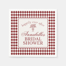 Guardanapo De Papel Chuva de Noiva Xadrez Harlequim Merlot Vermelho
