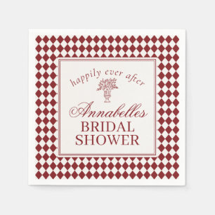 Guardanapo De Papel Chuva de Noiva Xadrez Harlequim Merlot Vermelho