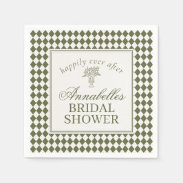 Guardanapo De Papel Chuva de Noiva Xadrez Harlequim Verde Oliva