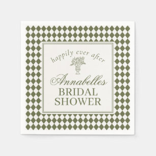 Guardanapo De Papel Chuva de Noiva Xadrez Harlequim Verde Oliva