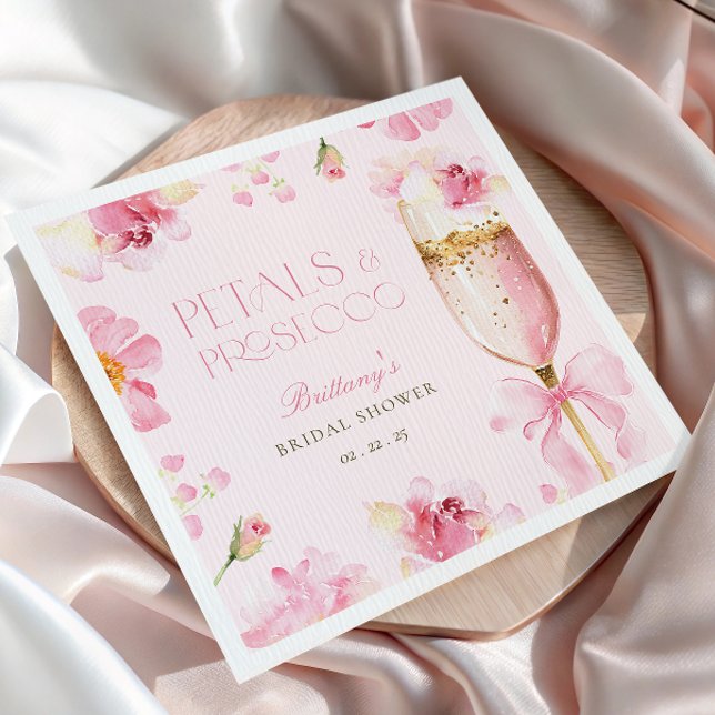 Guardanapo De Papel Chuva de Pétalas Rosa Prosecco Chá de Noiva (Criador carregado)