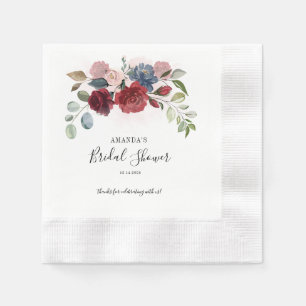 Guardanapo De Papel Chuva de Presentes de Noiva Burgundy Floral Rústic