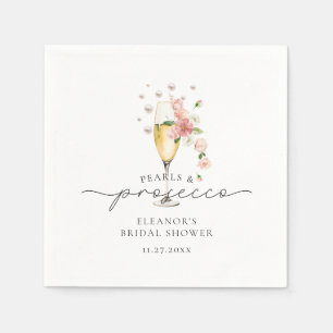 Guardanapo De Papel Chuva de Prosecco e Pérolas Florais Rosa para Chá