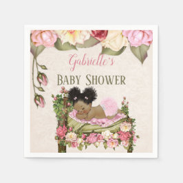 Guardanapo De Papel Chuva de Rosas Bebê Menina Rosa Marfim