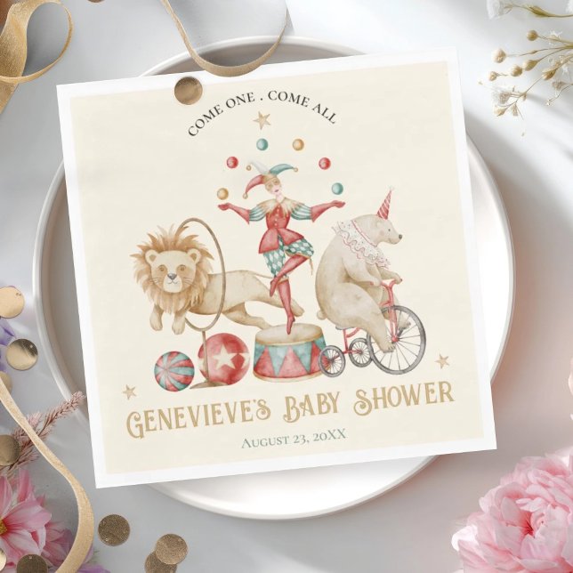 Guardanapo De Papel Chuva de Sonhos: Chá de Bebê Circense em Aquarela (Criador carregado)
