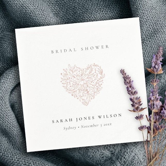 Guardanapo De Papel Chuva Floral Rosa Pálido Minimalista Coração Chás  (Criador carregado)