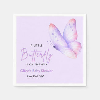 Guardanapo De Papel Chuva roxa de Borboletas Baby Shower 