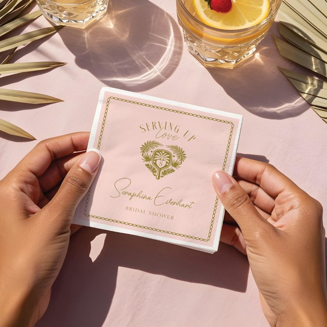 Guardanapo De Papel Chuva Tropical Retro de Palmeiras Festa de Chá de  (Retro Tropical Palm Tree Pickleball Bridal Shower Napkins)