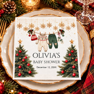 Guardanapo De Papel Chuveirinho de Bebê Natal Vermelho Verde Alegre