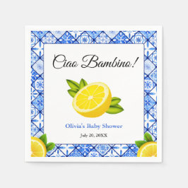 Guardanapo De Papel Chuveiro de Bebê Blue Tile Mediterranean Ciao Bamb