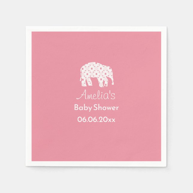 Guardanapo De Papel Chuveiro de Bebê Elefante Branco Personalizado (Frente)