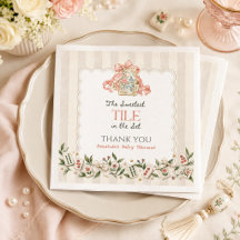 Chuveiro de Bebê Menina Azulejo Chinoiserie Rosa