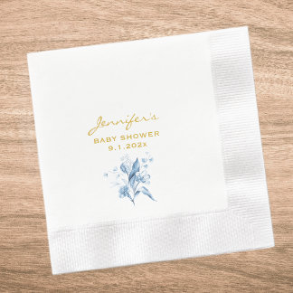 Guardanapo De Papel Chuveiro de Bebê Monocromático Buquê Azul Cunhado