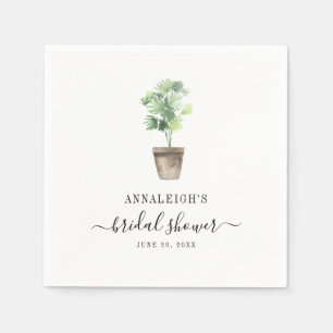 Guardanapo De Papel Chuveiro de Noiva Aquarela Chic com Planta em Vaso