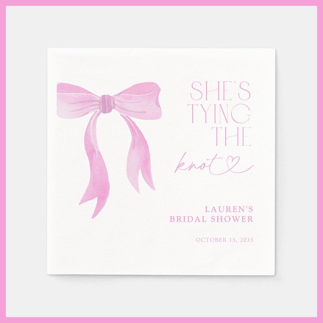 Guardanapo De Papel Chuveiro de Noiva com Laço Rosa Ela Está Casando (Criador carregado)