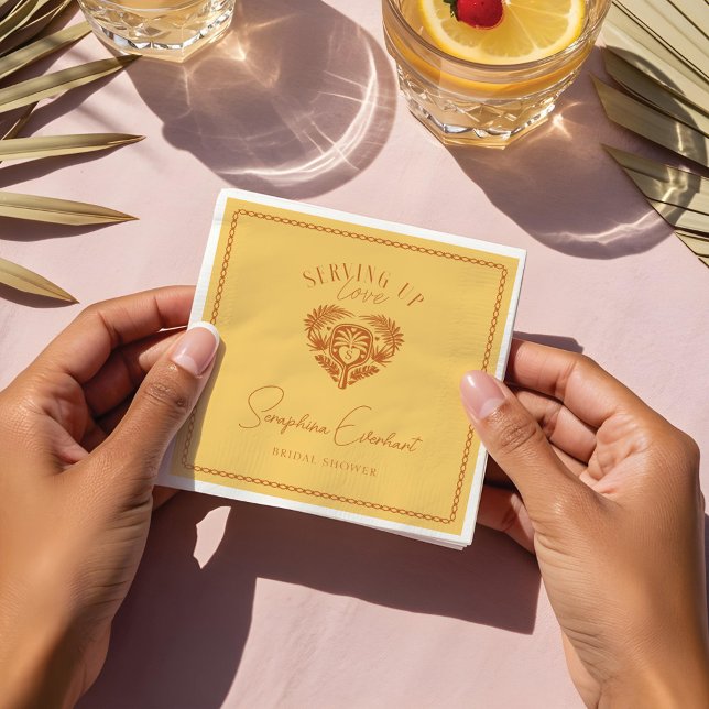 Guardanapo De Papel Chuveiro de Noiva de Tênis com Pickleball com Palm (Retro Tropical Palm Tree Pickleball Bridal Shower Napkins)