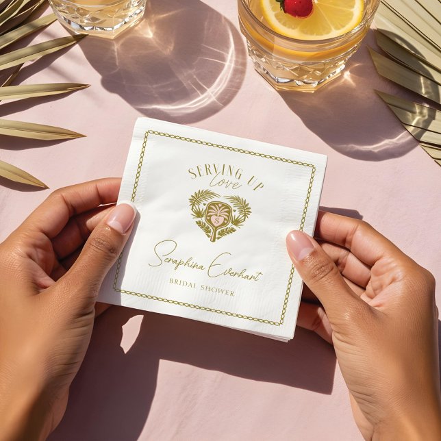 Guardanapo De Papel Chuveiro de Noiva de Tênis com Pickleball com Palm (Retro Tropical Palm Tree Pickleball Bridal Shower Napkins)