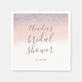 Guardanapo De Papel Chuveiro de Noiva Elegante Faux Ombré Brilho Rosa 