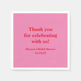 Guardanapo De Papel Chuveiro de Noiva Estiloso Rosa Vermelho Personali