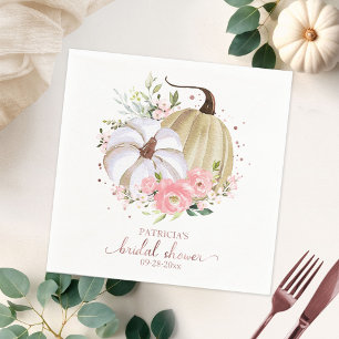 Guardanapo De Papel Chuveiro de Noiva Floral Abóbora Rosa Bege Outono