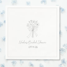 Chuveiro de Noiva Floral Esboço Estilo Desenhado à