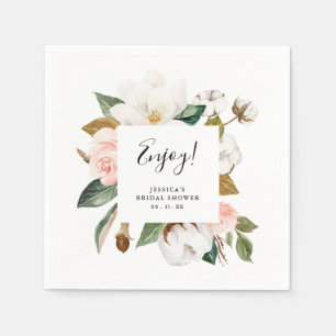 Guardanapo De Papel Chuveiro de Noiva Floral Magnólia Elegante e Sofis