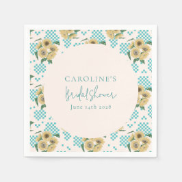 Guardanapo De Papel Chuveiro de Noiva Xadrez com Girassol Turquesa