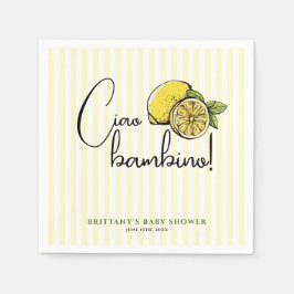 Guardanapo De Papel Ciao Bambino Lemon Chá de fraldas de Verão italian