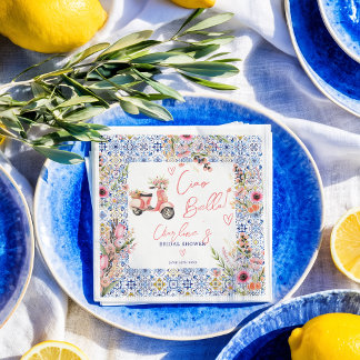 Guardanapo De Papel Ciao Bella Scooter Italiano Floral Chá de Noiva