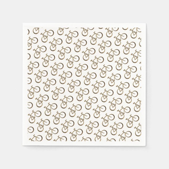 Guardanapo De Papel Ciclo Elegante de bicicleta de padrão Dourado (Frente)