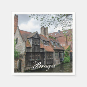 Guardanapo De Papel Cidade antiga de Bruges na Bélgica