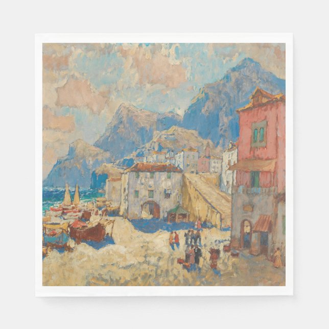 Guardanapo De Papel Cidade Costeira na Espanha (Paisagem Espanhola Vin (Frente)